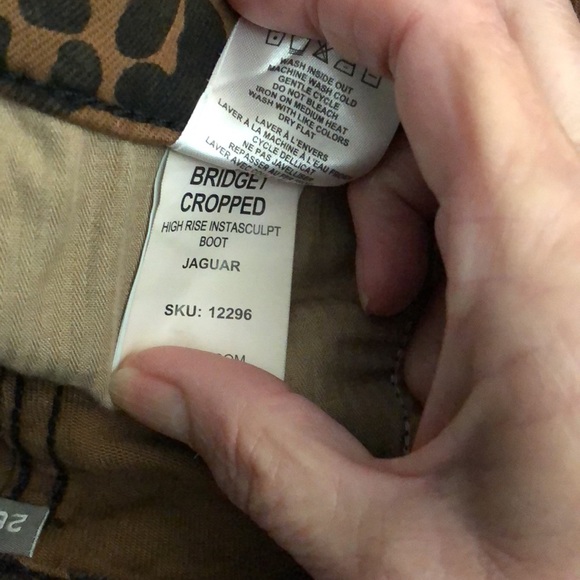 DL1961 Bridgette cropped high rise instasculpt jeans jaguar cheetah print Sz 26 - Picture 11 of 12